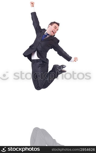 Funny businessman isolated on the white