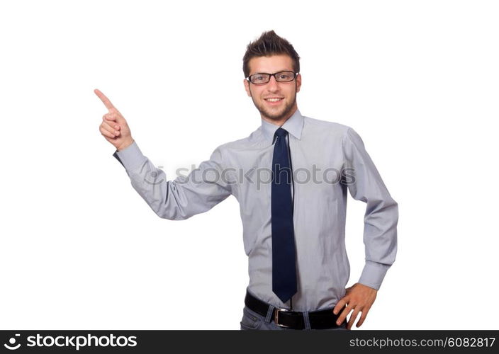 Funny businessman isolated on the white