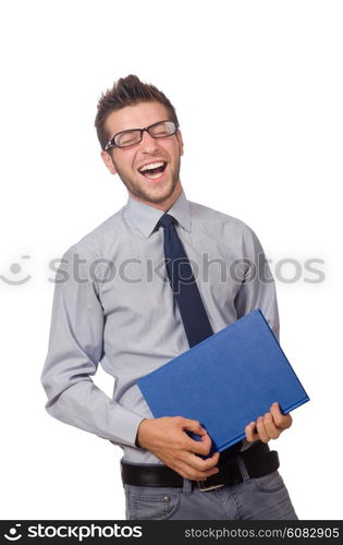 Funny businessman isolated on the white