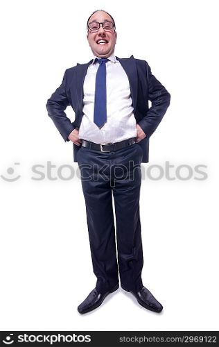 Funny businessman isolated on white