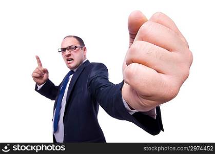 Funny businessman isolated on white