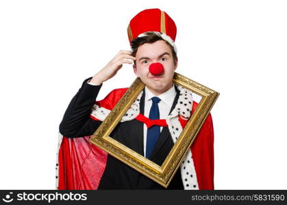 Funny businessman with clown nose