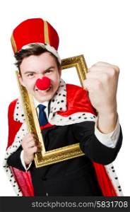 Funny businessman with clown nose