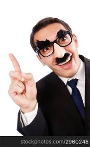 Funny businessman with eyebrows and moustache