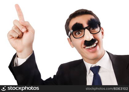 Funny businessman with eyebrows and moustache