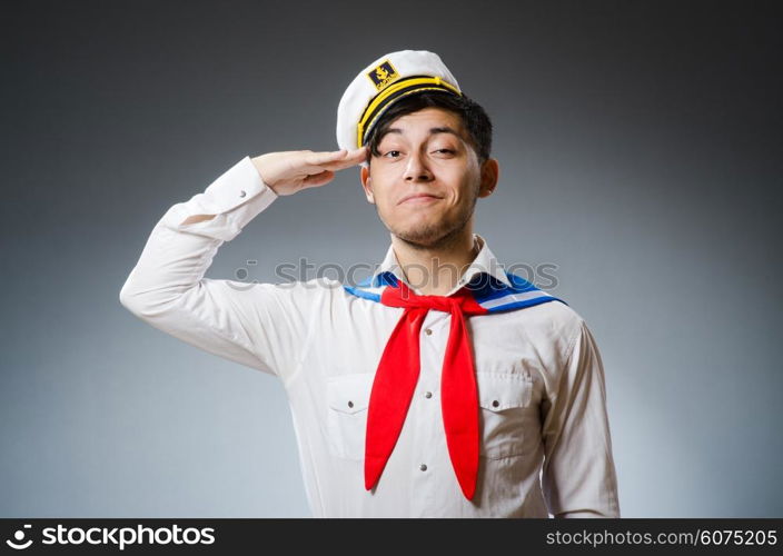 Funny captain sailor wearing hat