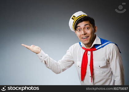 Funny captain sailor wearing hat