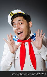 Funny captain sailor wearing hat