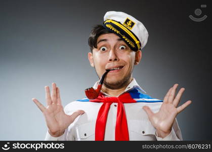 Funny captain sailor wearing hat