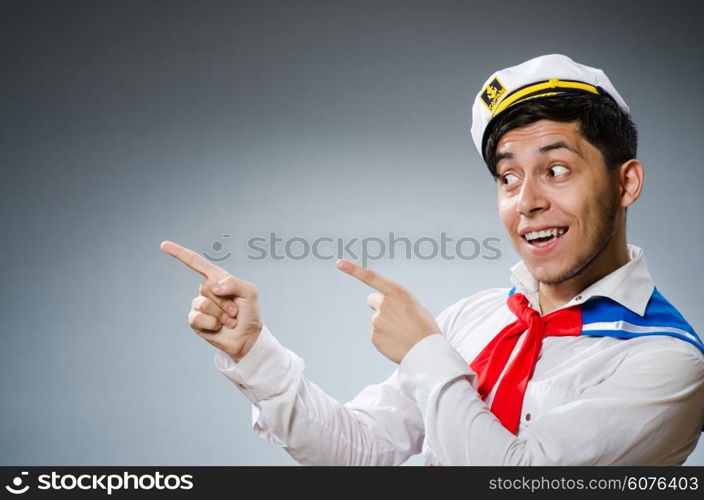 Funny captain sailor wearing hat