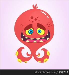 Funny cartoon alien octopus. Vector illustration