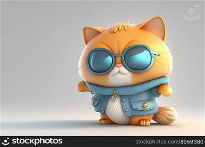 Funny cat wearing clotes and sunglasses on a coloful background. Generative AI