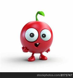 Funny cherry character. Smiling fruit art. Generate Ai. Funny cherry character. Smiling fruit art