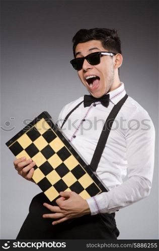 Funny chess player with board