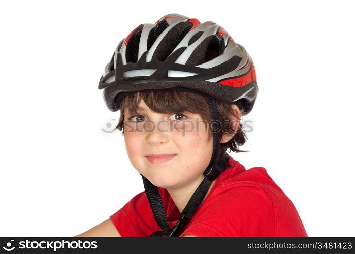 Funny child bike helmet isolated on white background