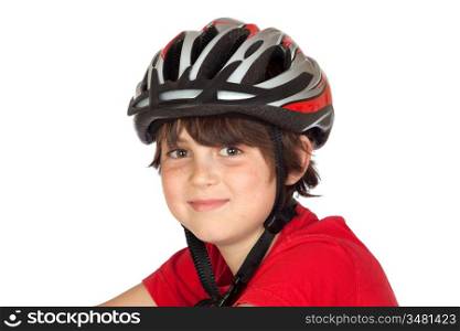 Funny child bike helmet isolated on white background