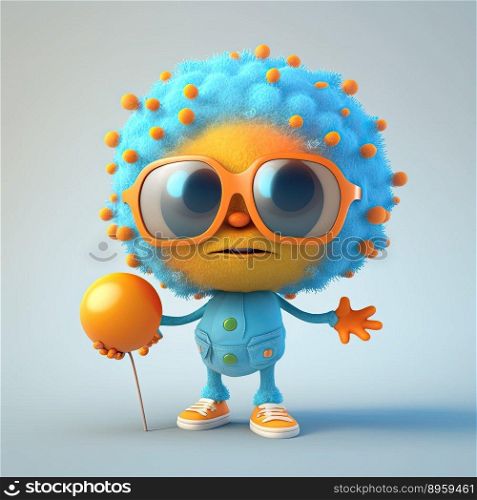 Funny childish character 3D with an amazing hairstyle. Generative AI