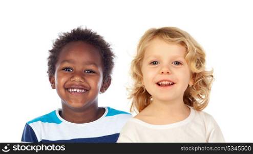 Funny children laughing isolated on a white background