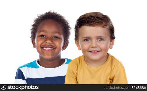 Funny children laughing isolated on a white background