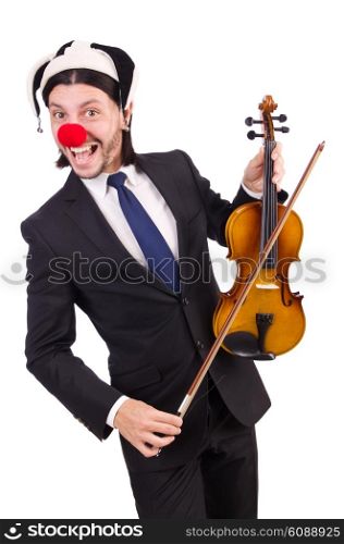Funny clown businessman isolated on the white background