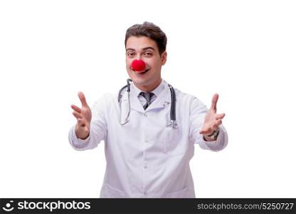 Funny clown doctor isolated on the white background