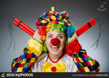 Funny clown in comical concept