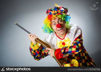 Funny clown in comical concept