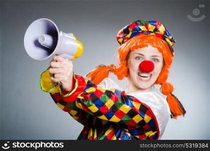Funny clown in comical concept