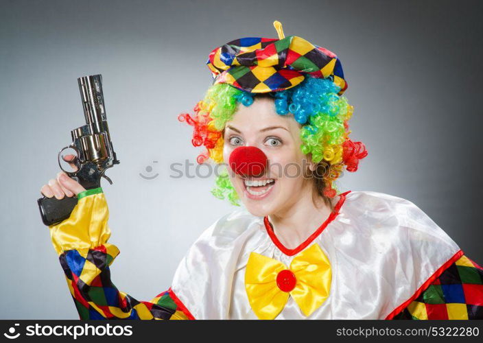 Funny clown in comical concept