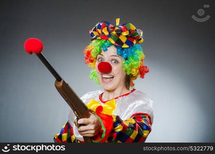 Funny clown in comical concept