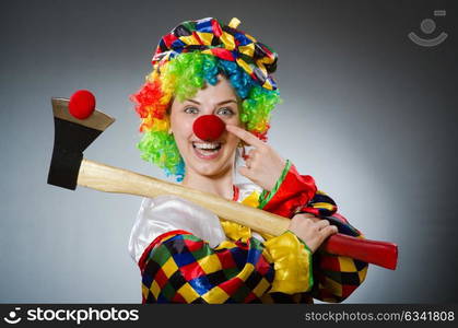 Funny clown in comical concept