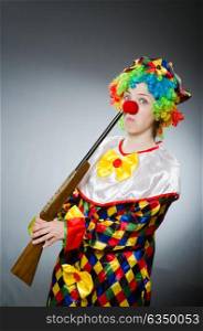 Funny clown in comical concept