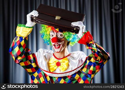 Funny clown in the studio shooting