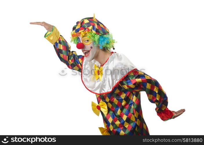 Funny clown on the white