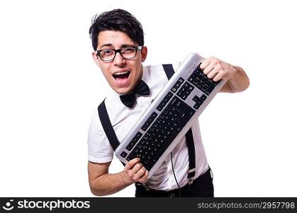 Funny computer geek isolated on white