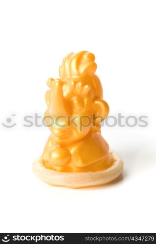 Funny condom isolated on a white background