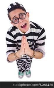 Funny convict isolated on the white
