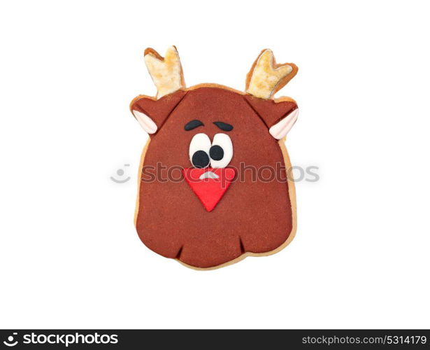 Funny cookie for Christmas isolated on a white background