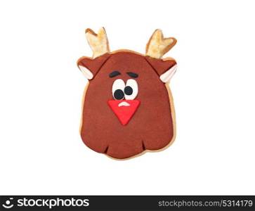 Funny cookie for Christmas isolated on a white background