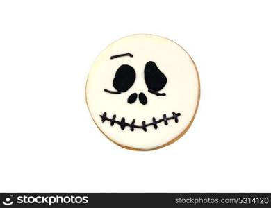Funny cookie for Halloween isolated on a white background
