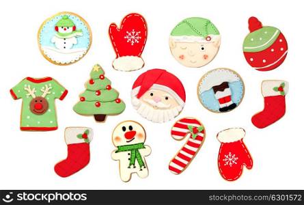 Funny cookies for Christmas isolated on a white background