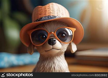 Funny cool dog wearing sunglasses. Generative AI