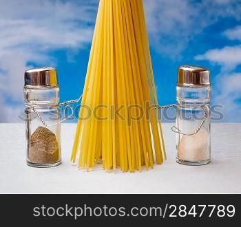 funny cutlery salt shaker and pepper with pasta