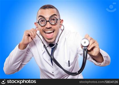 Funny doctor isolated on the white