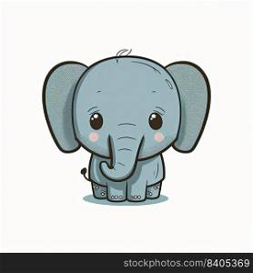 Funny Elephant on a color background. Childish color illustration.Generative AI 