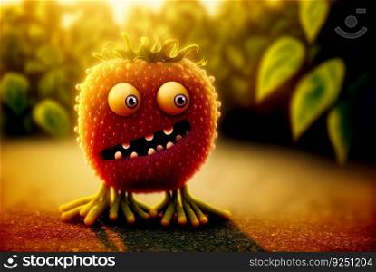 Funny exotic fruit monster. Cute juicy character with expressing freshness and fun. Generated AI. Funny exotic fruit monster. Cute juicy character with expressing freshness and fun. Generated AI.