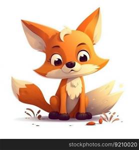 Funny Fox Cartoon Character Illustration Isolated on White Background. Generative ai. High quality illustration. Funny Fox Cartoon Character Illustration Isolated on White Background. Generative ai