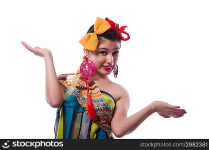Funny girl isolated on the white background