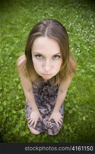 Funny Girl With Brown Eyes Outdoors