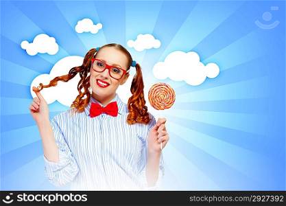 Funny girl with lollipop